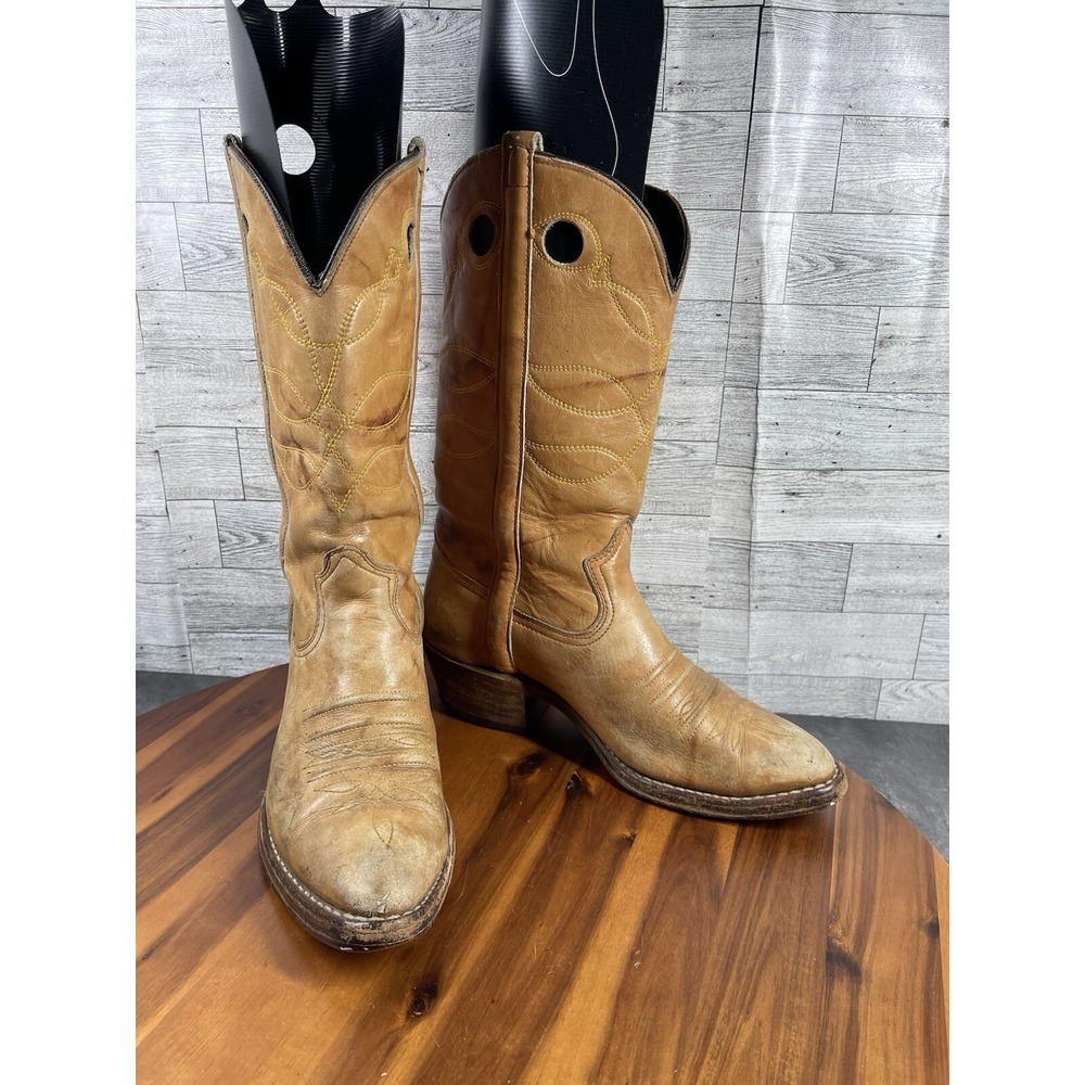 Durango West Western Boot Men 8 D Shoes Brown Leather Pull On Cowboy Rodeo